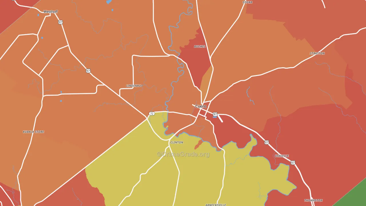 DeWitt County, TX Map of Murder Rates