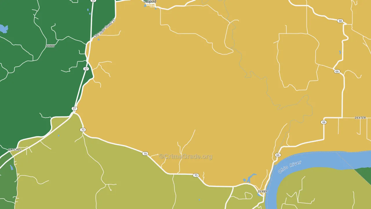 Dexter, IN Map of Murder Rates
