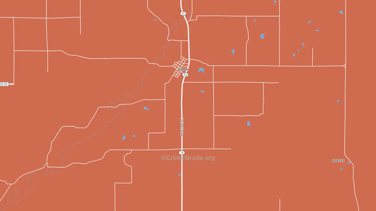 Dexter, KS Map of Murder Rates