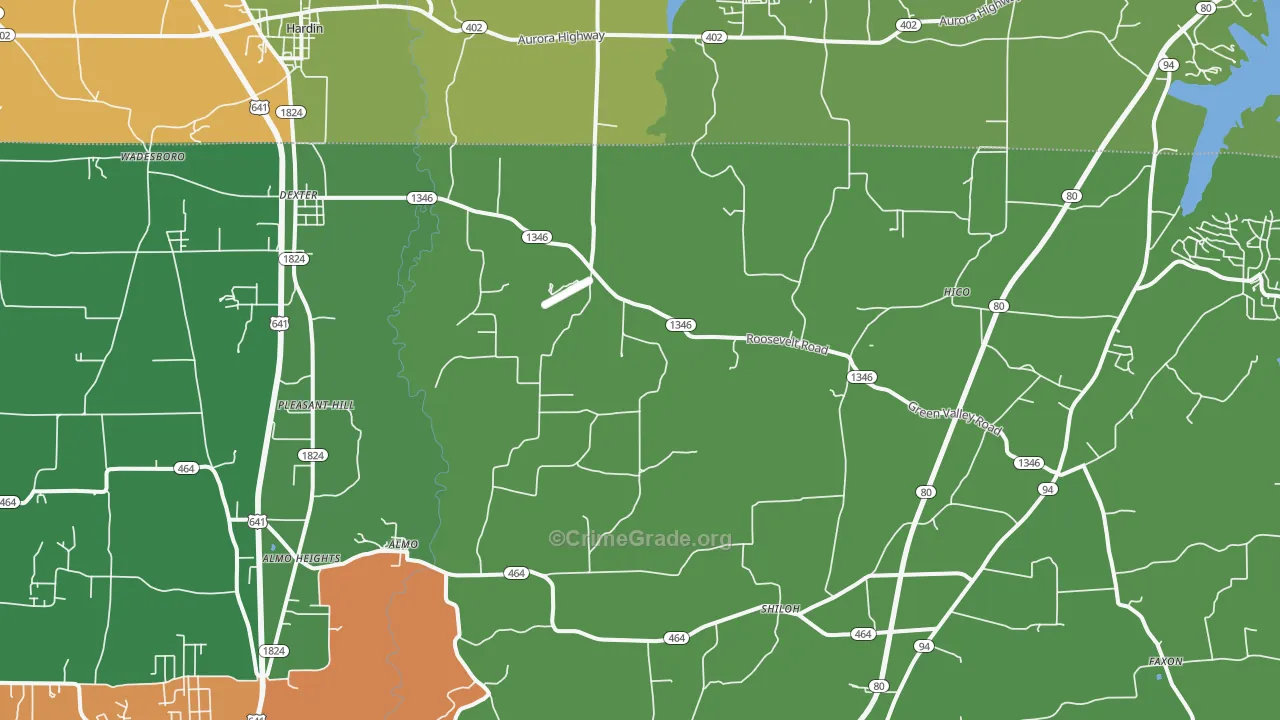 Dexter, KY Map of Murder Rates