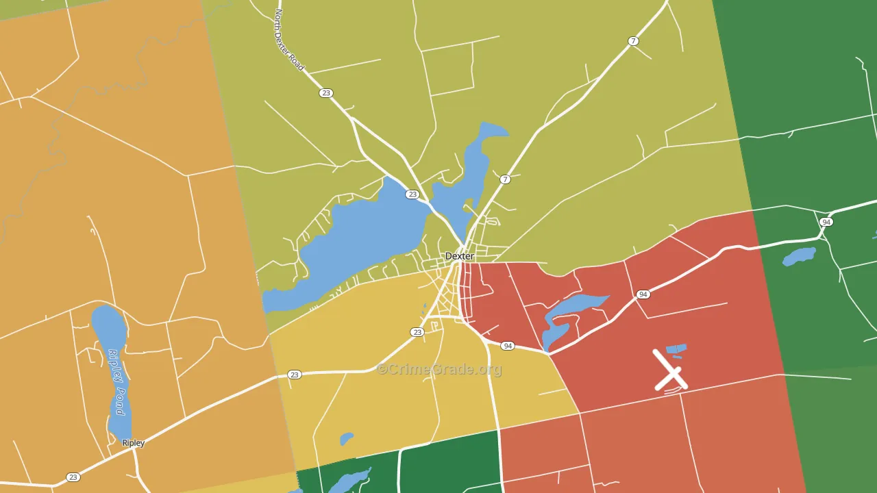 Dexter, ME Map of Murder Rates
