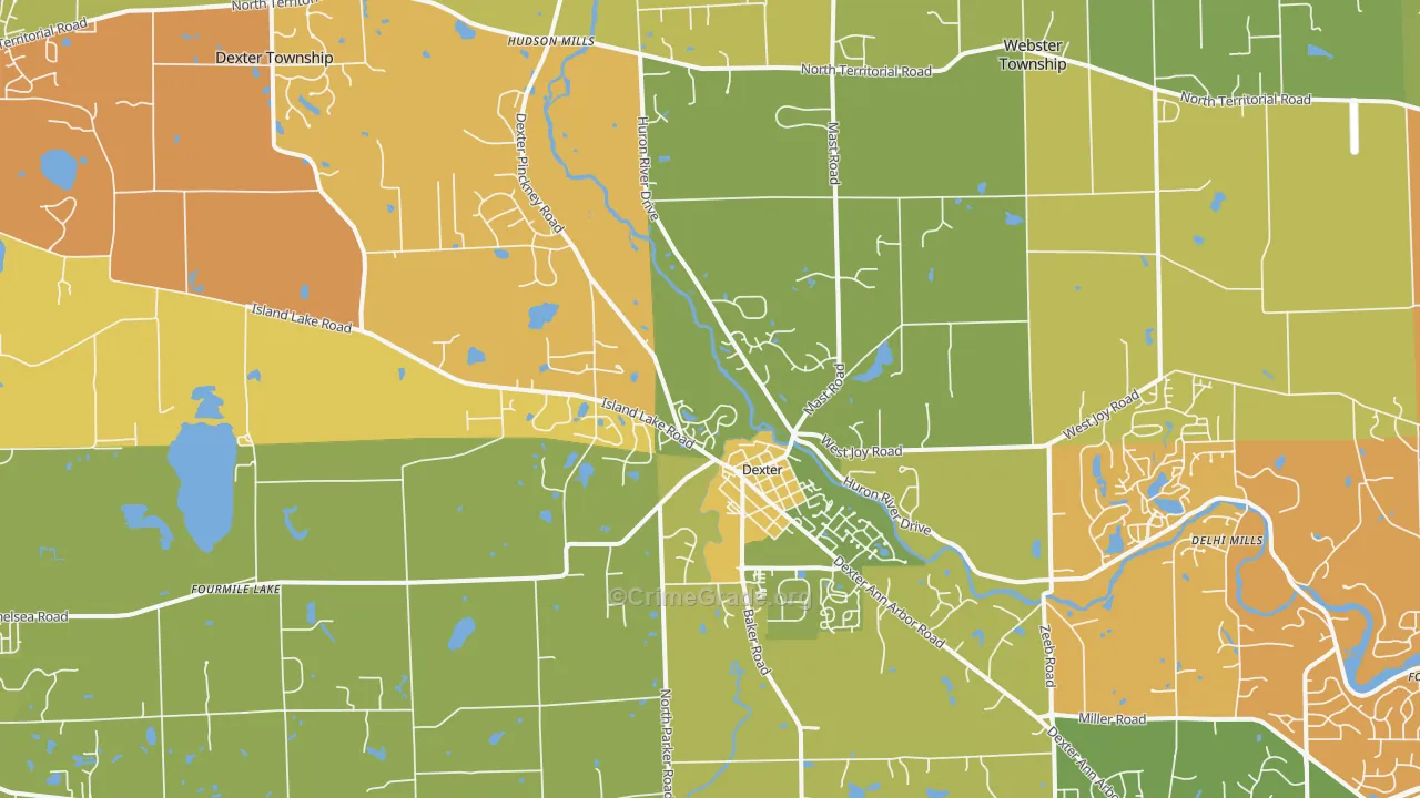Dexter, MI Map of Murder Rates