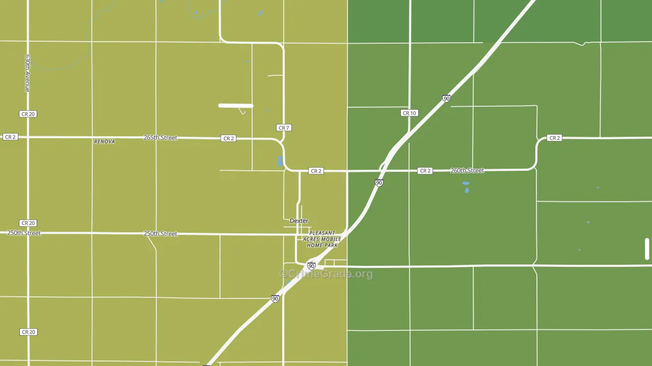 Dexter, MN Map of Murder Rates