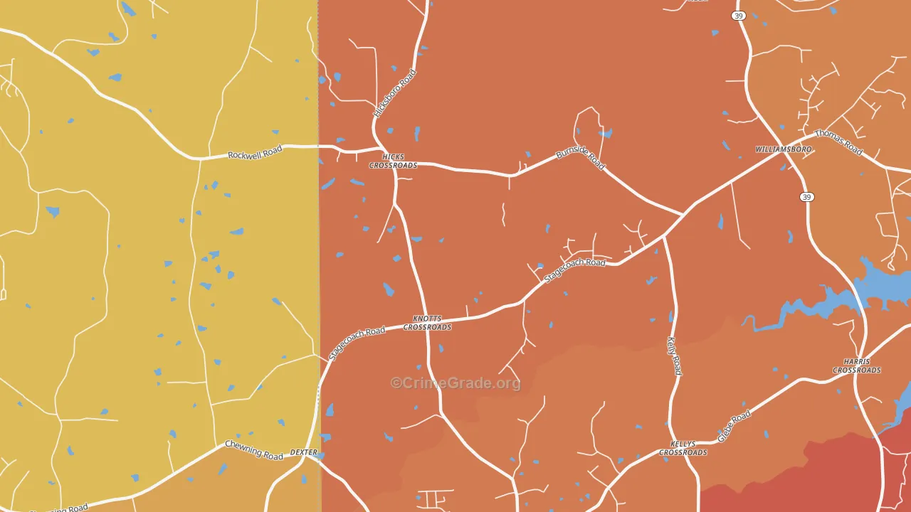 Dexter, NC Map of Murder Rates