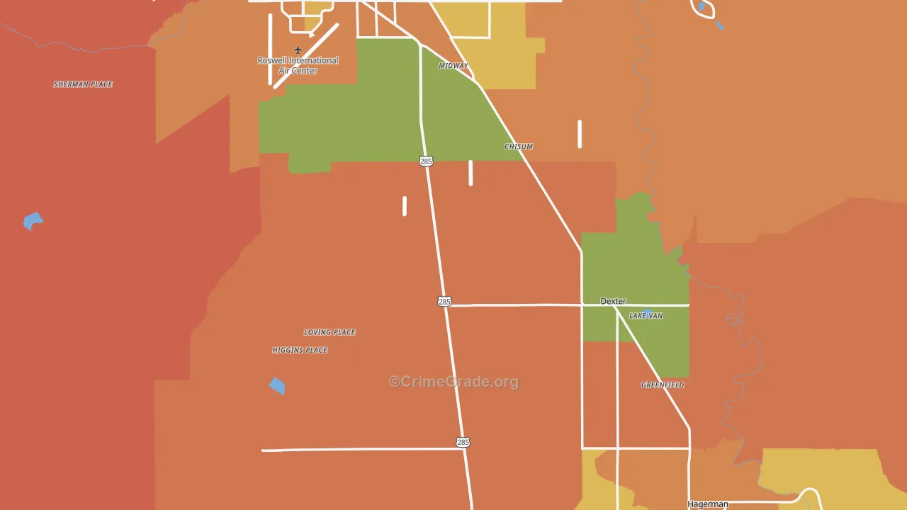 Dexter, NM Map of Murder Rates