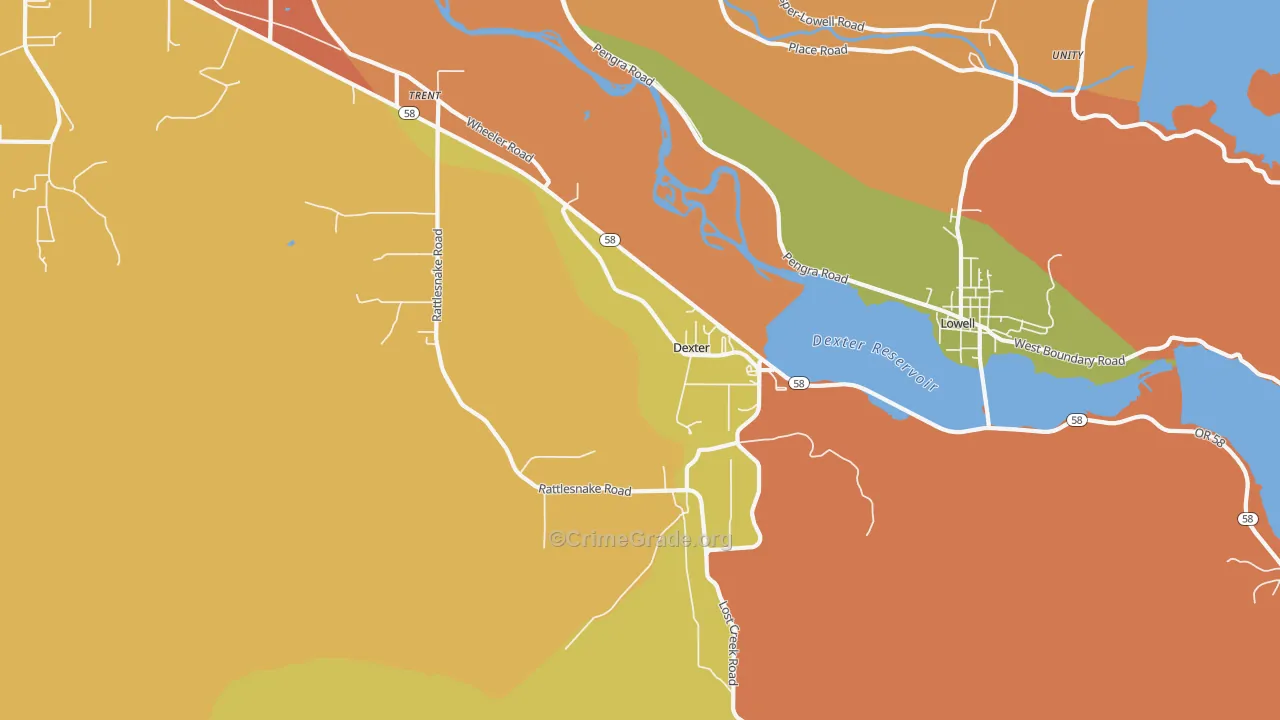 Dexter, OR Map of Murder Rates