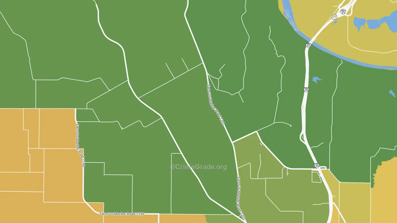 Dexter, TX Map of Murder Rates