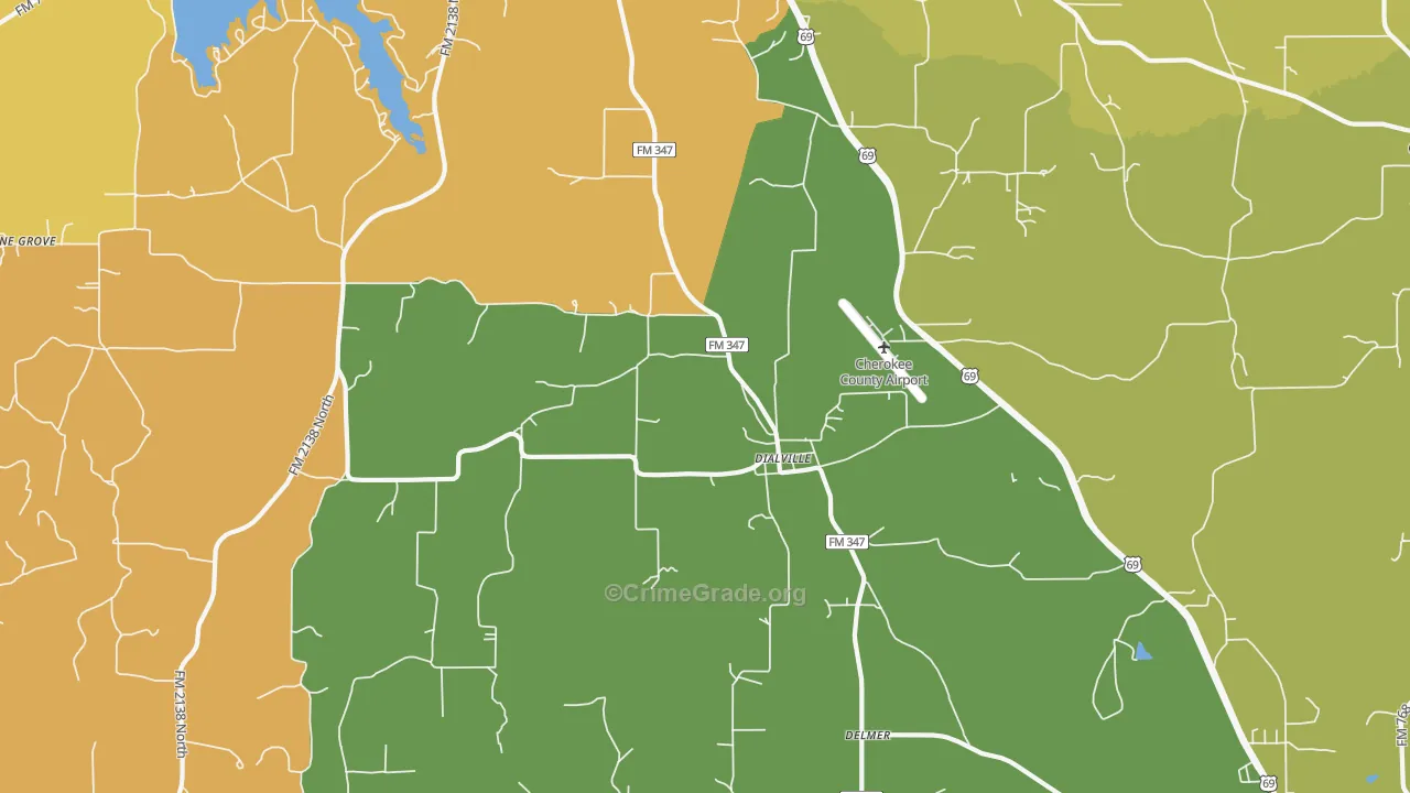 Dialville, TX Map of Murder Rates