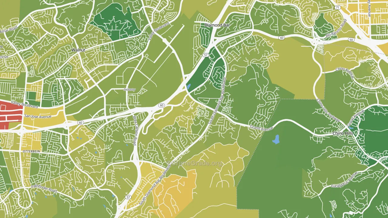 Diamond Bar, CA Map of Murder Rates