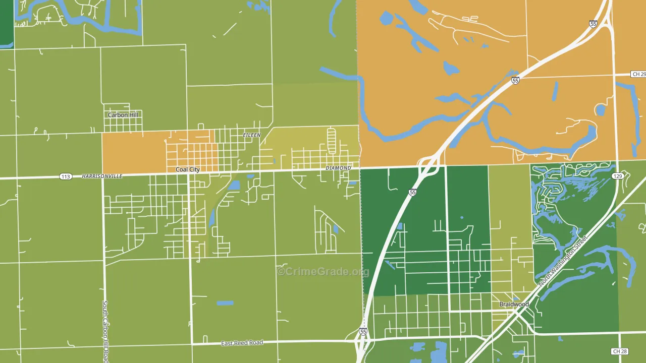Diamond, IL Map of Murder Rates