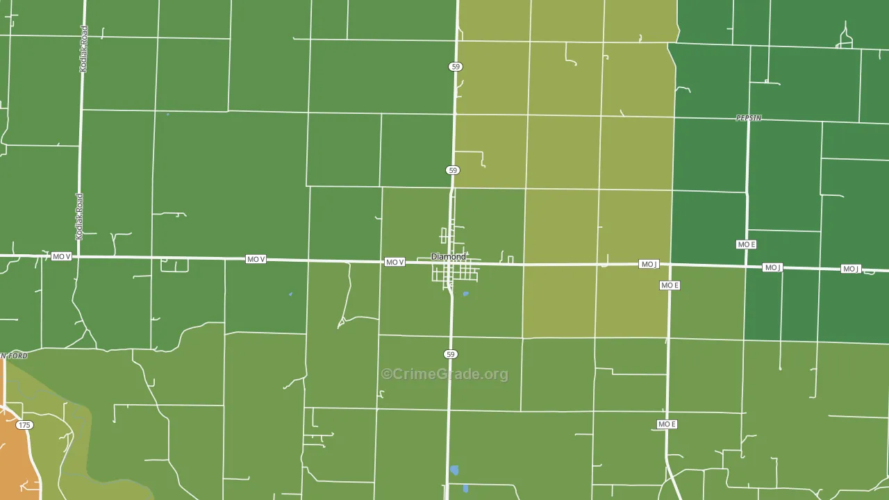 Diamond, MO Map of Murder Rates
