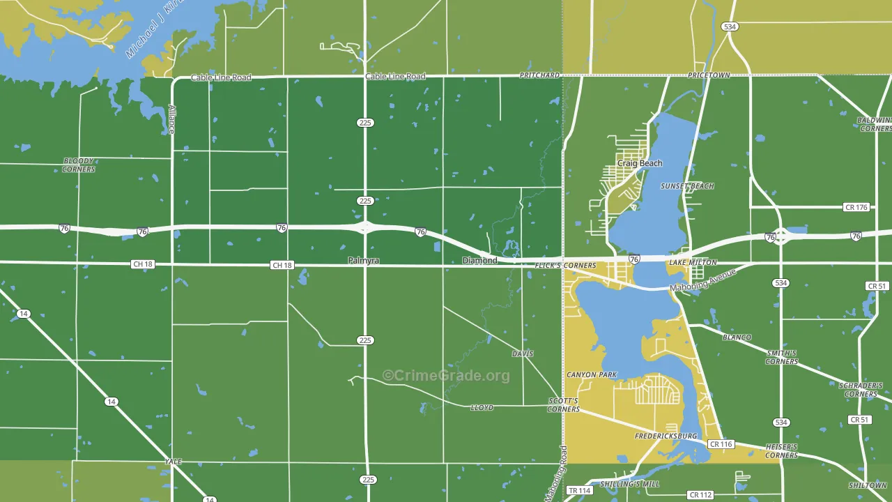 Diamond, OH Map of Murder Rates