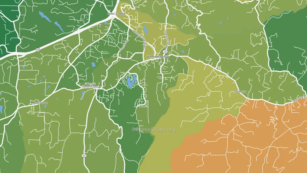 Diamond Springs, CA Map of Murder Rates