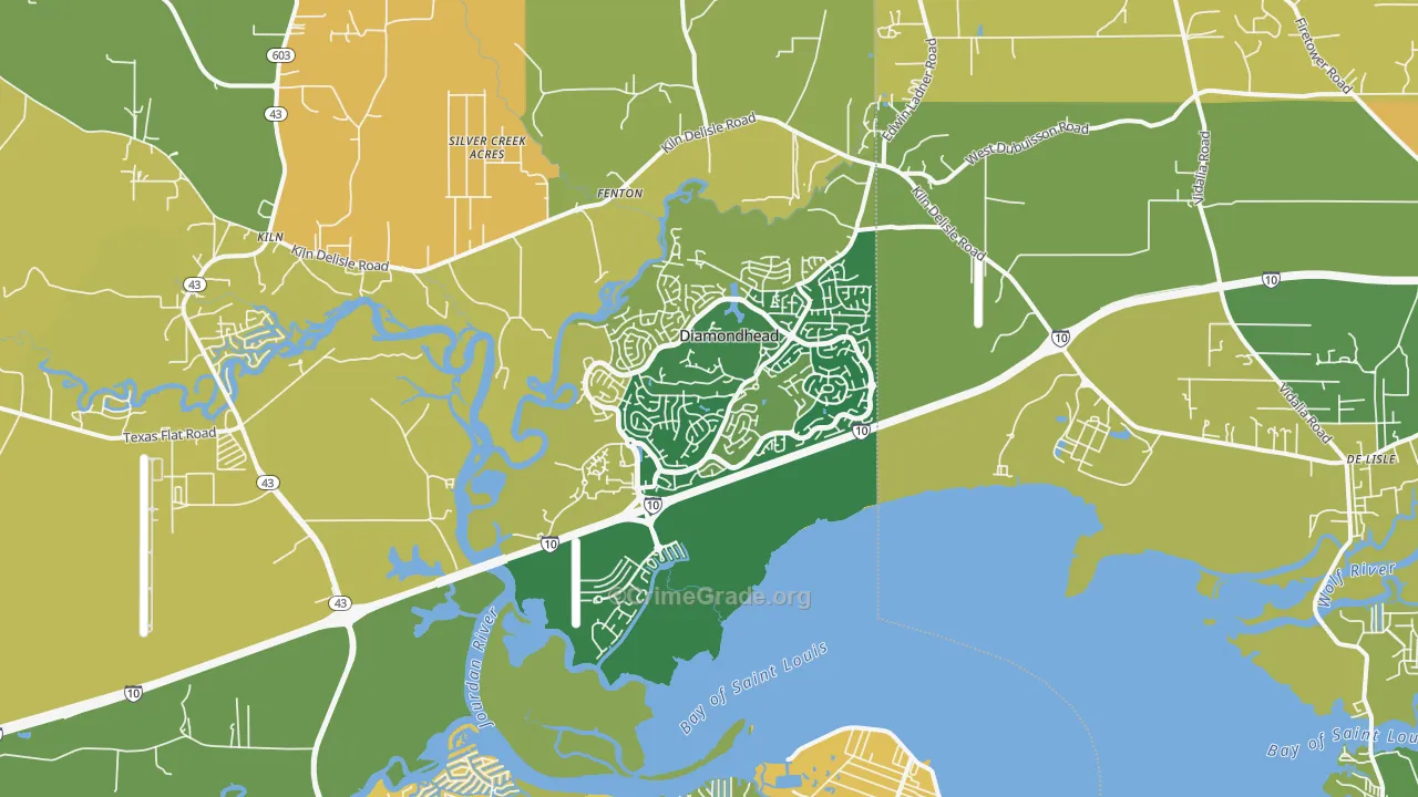 Diamondhead, MS Map of Murder Rates