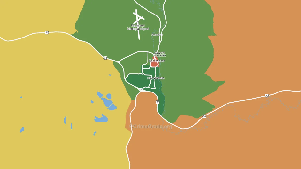 Diamondville, WY Map of Murder Rates