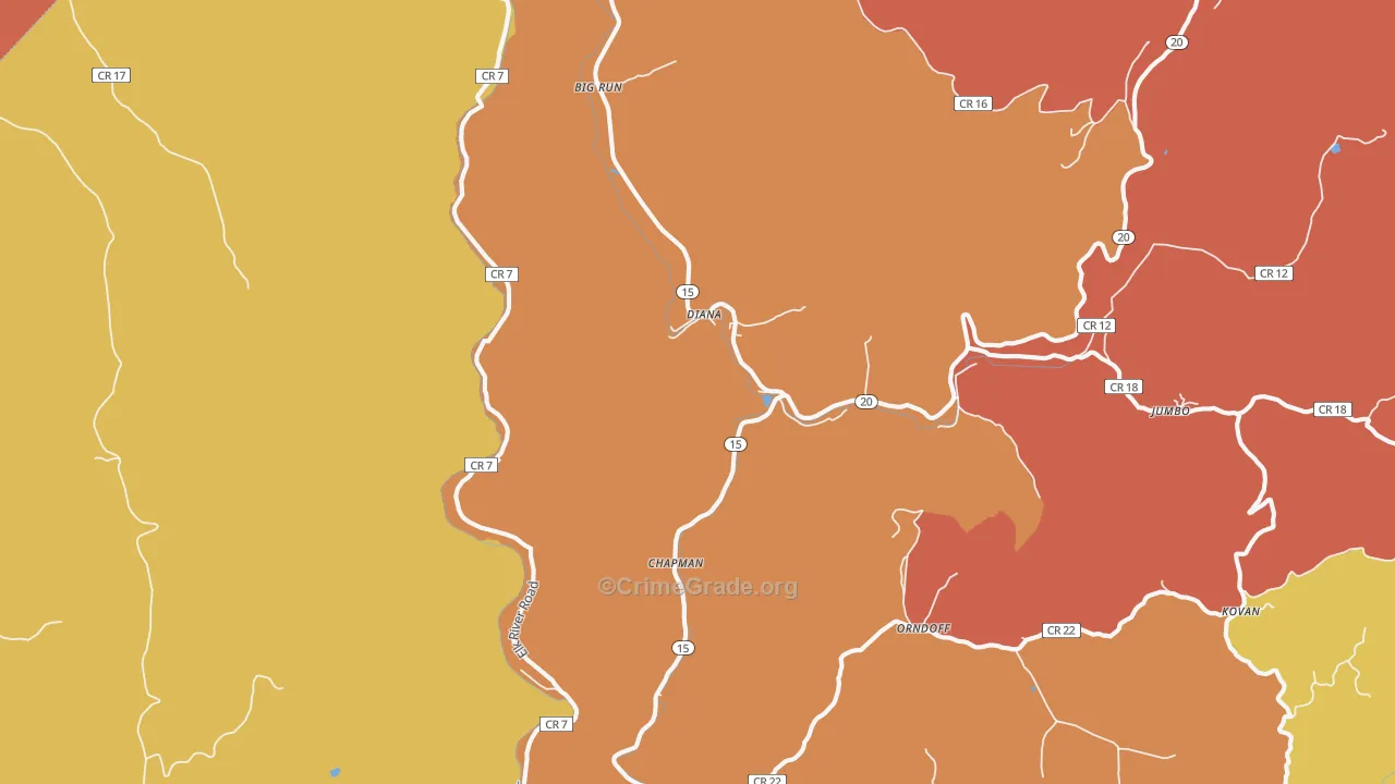 Diana, WV Map of Murder Rates
