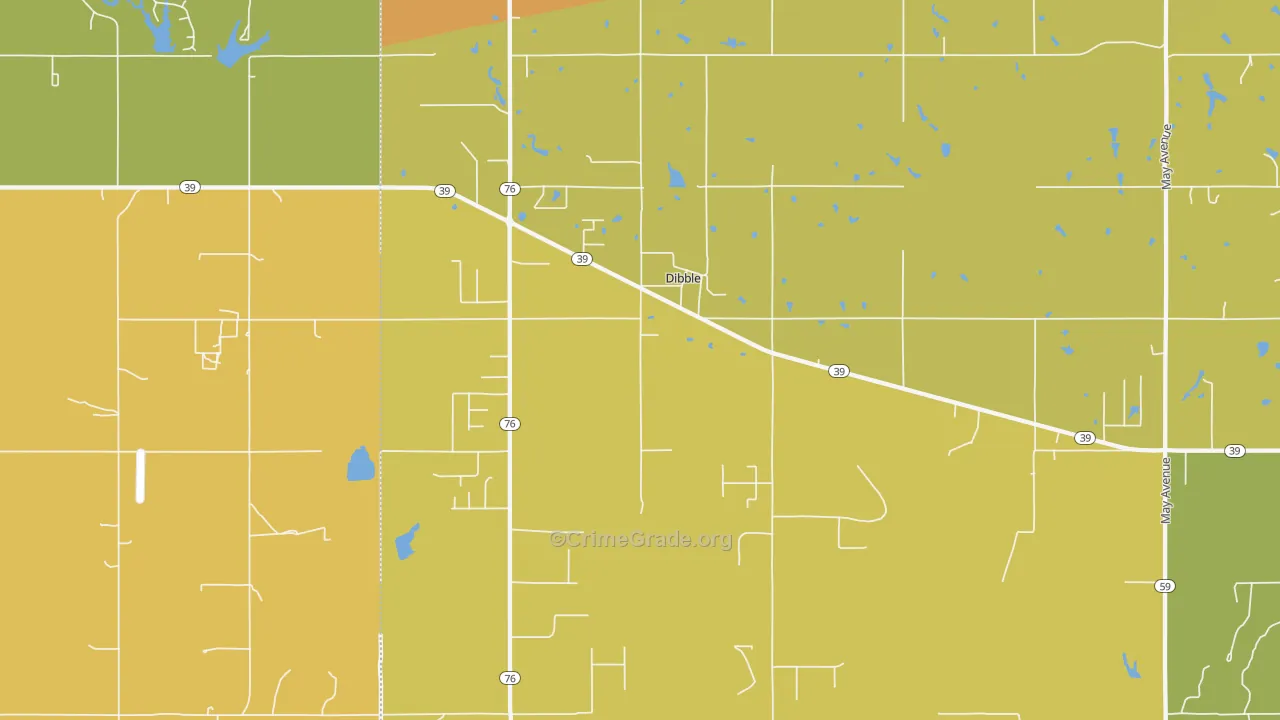 Dibble, OK Map of Murder Rates