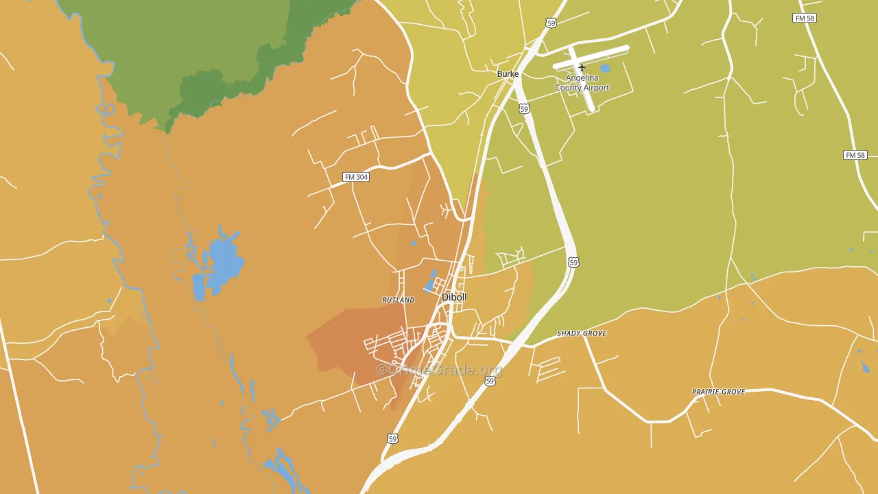 Diboll, TX Map of Murder Rates