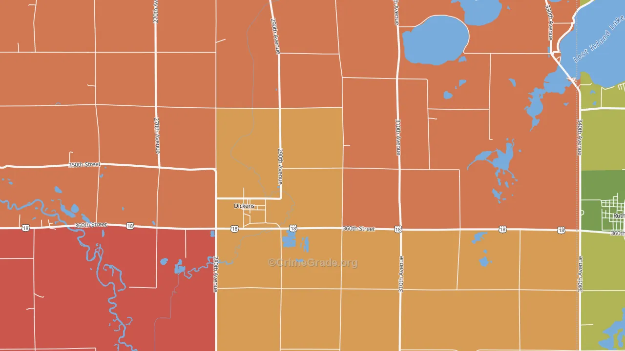 Dickens, IA Map of Murder Rates