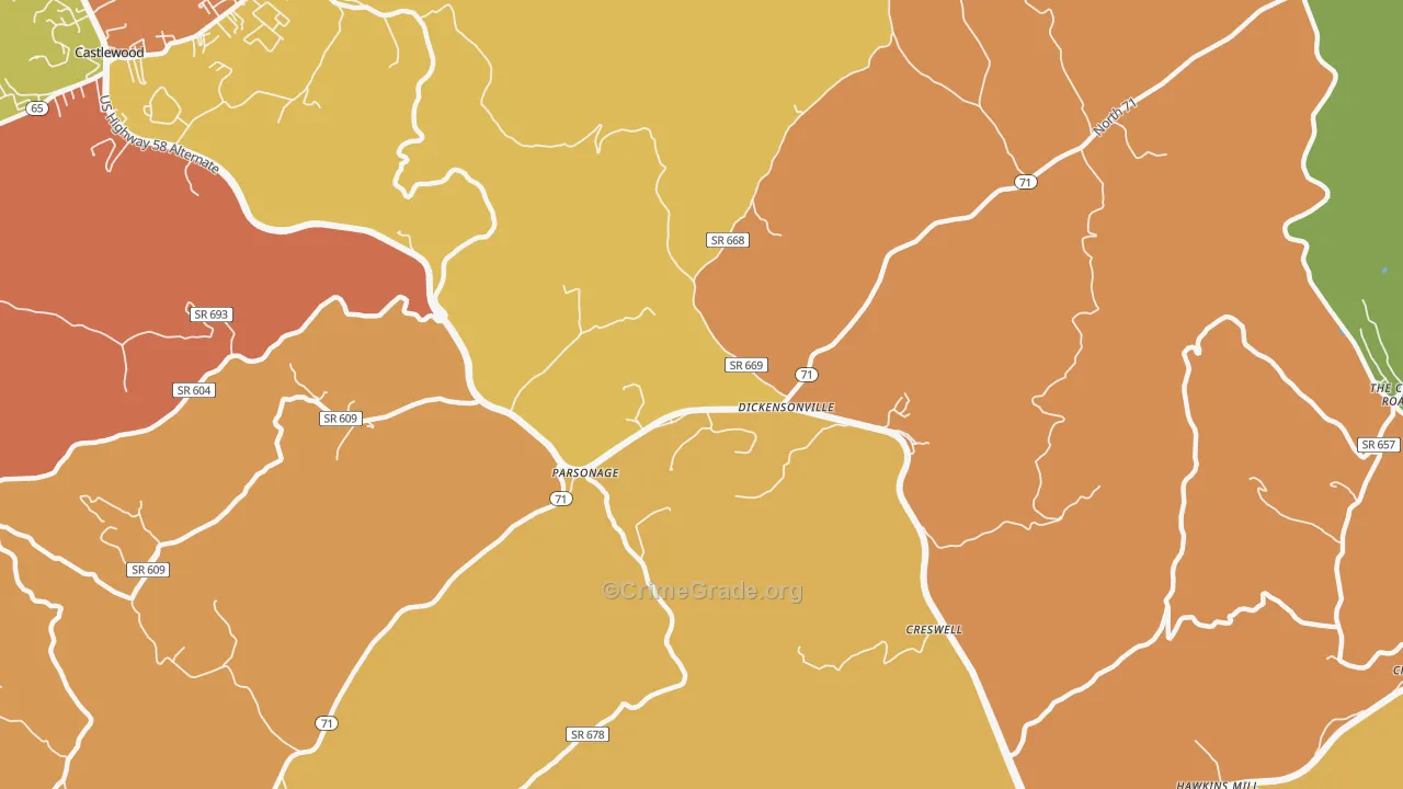 Dickensonville, VA Map of Murder Rates