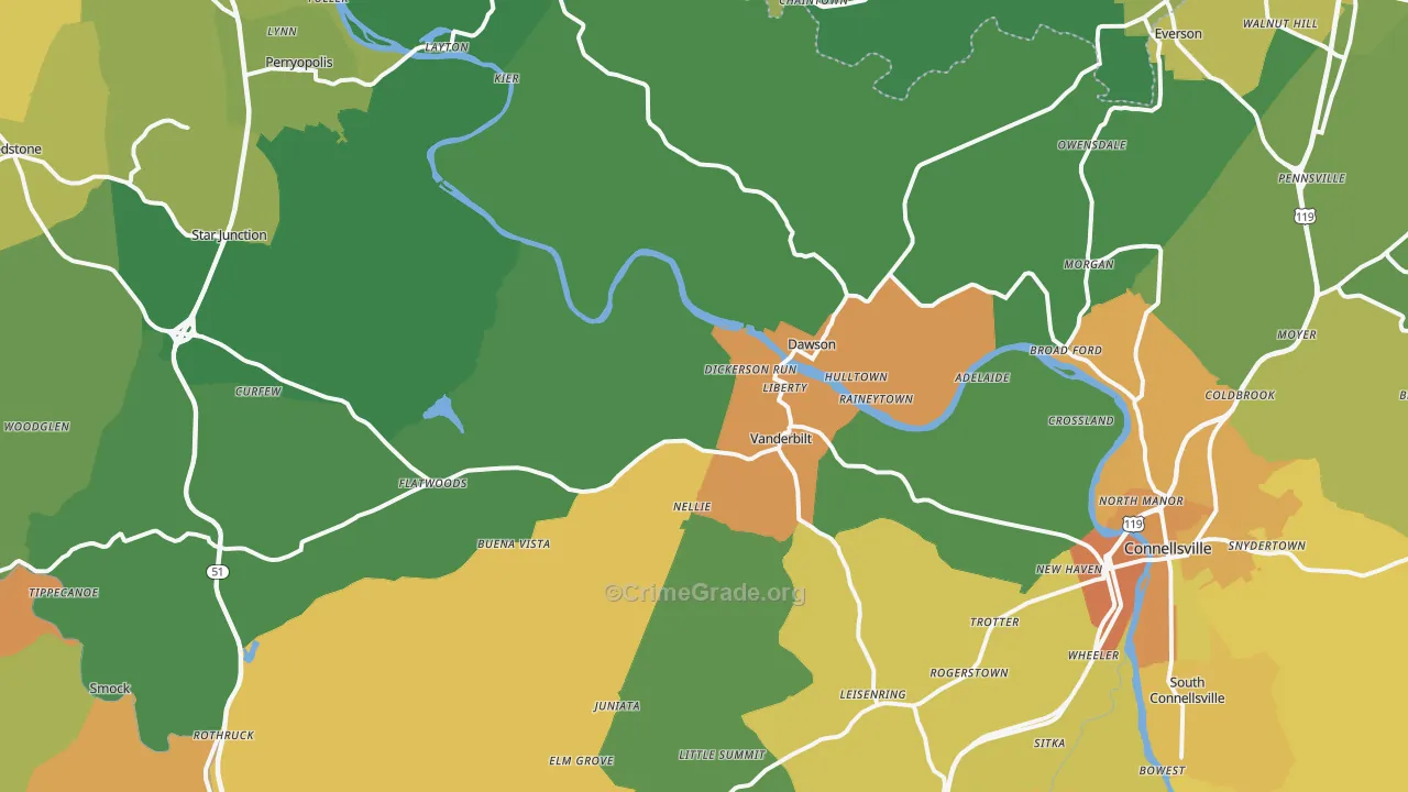Dickerson Run, PA Map of Murder Rates