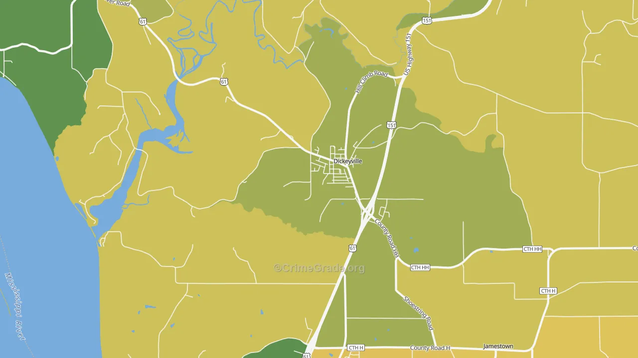 Dickeyville, WI Map of Murder Rates