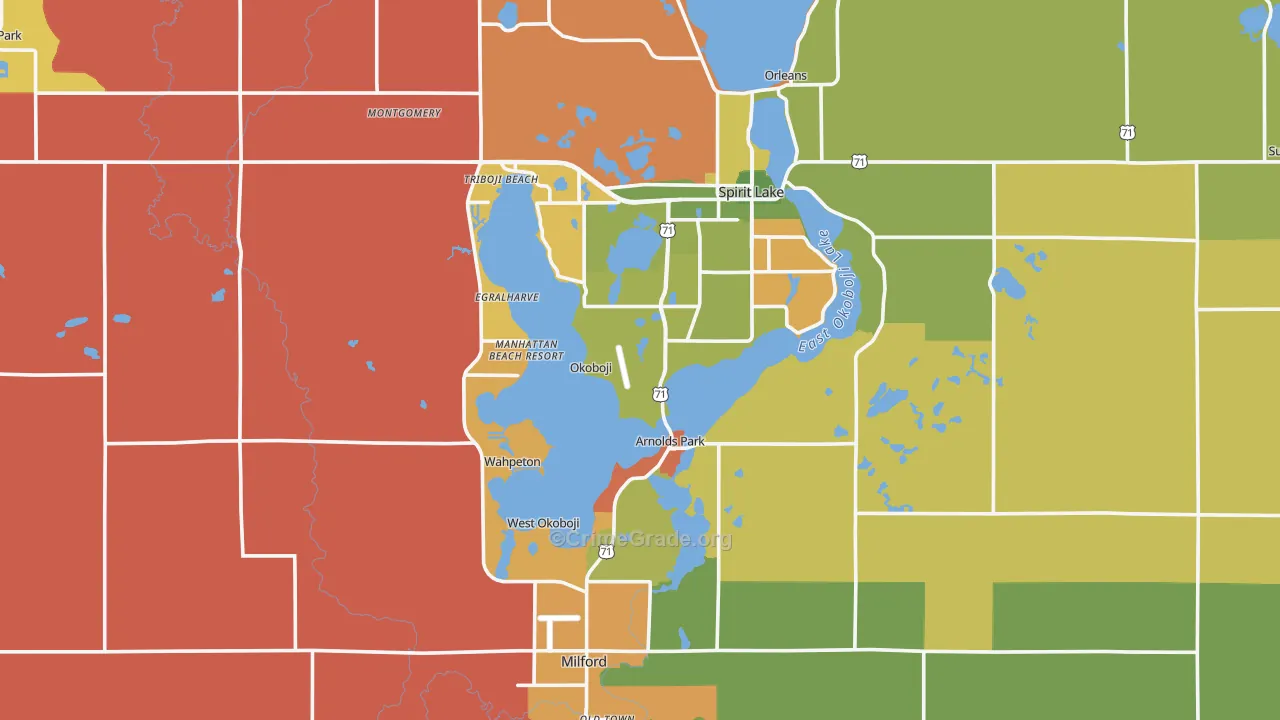 Dickinson County, IA Map of Murder Rates