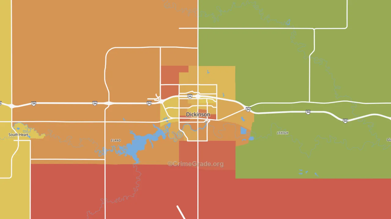 Dickinson, ND Map of Murder Rates