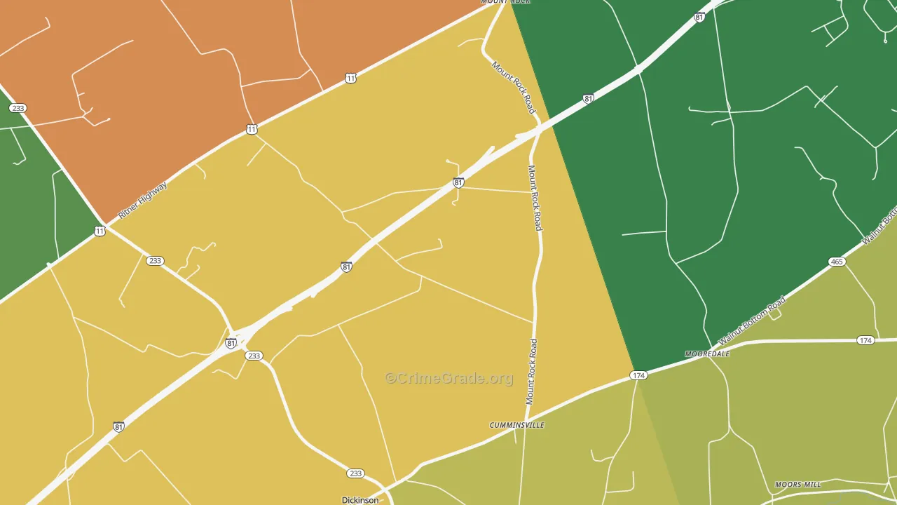 Dickinson, PA Map of Murder Rates