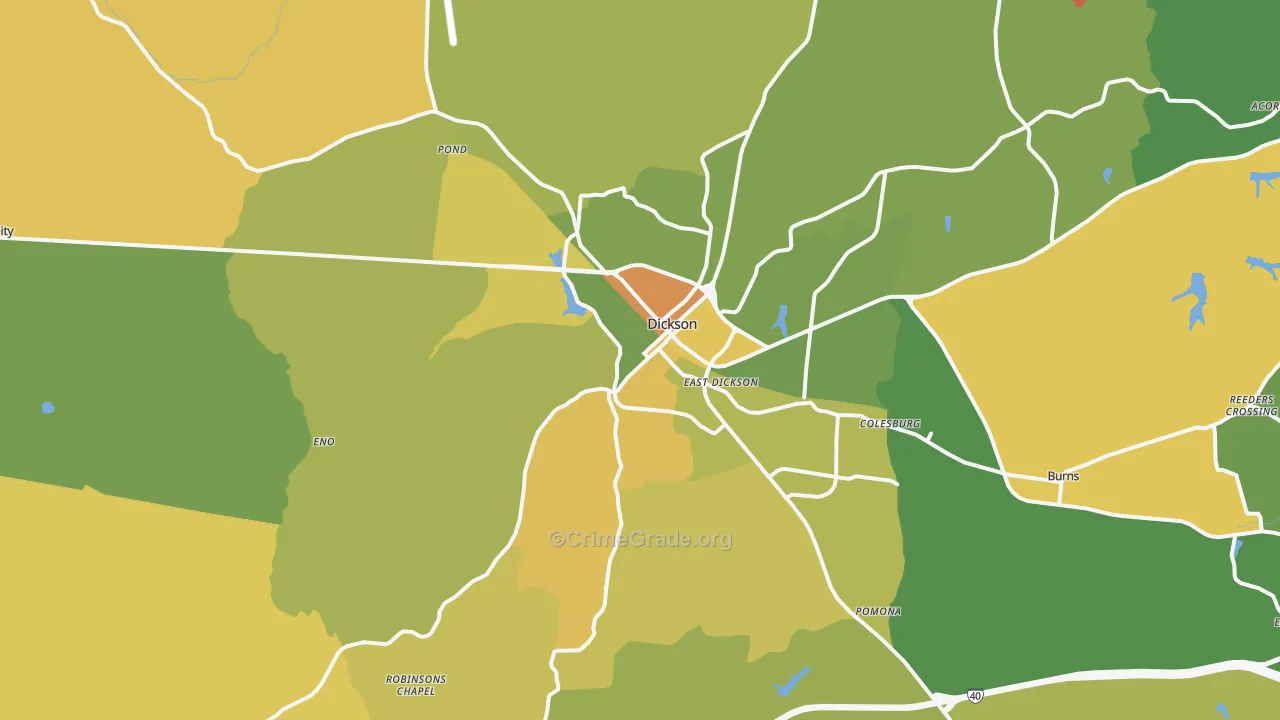 Dickson, TN Map of Murder Rates