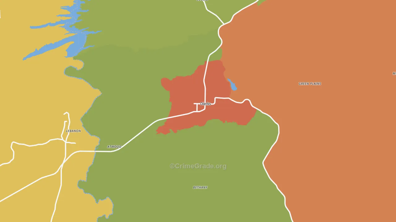 Dierks, AR Map of Murder Rates