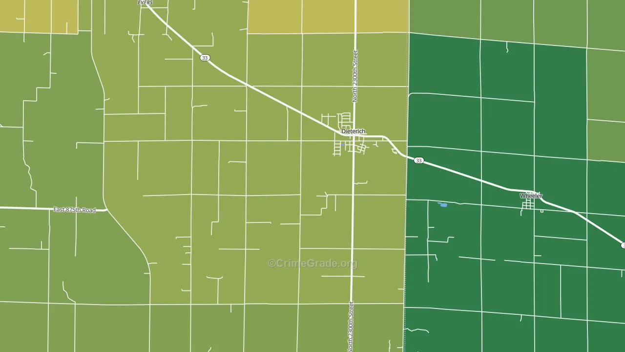 Dieterich, IL Map of Murder Rates