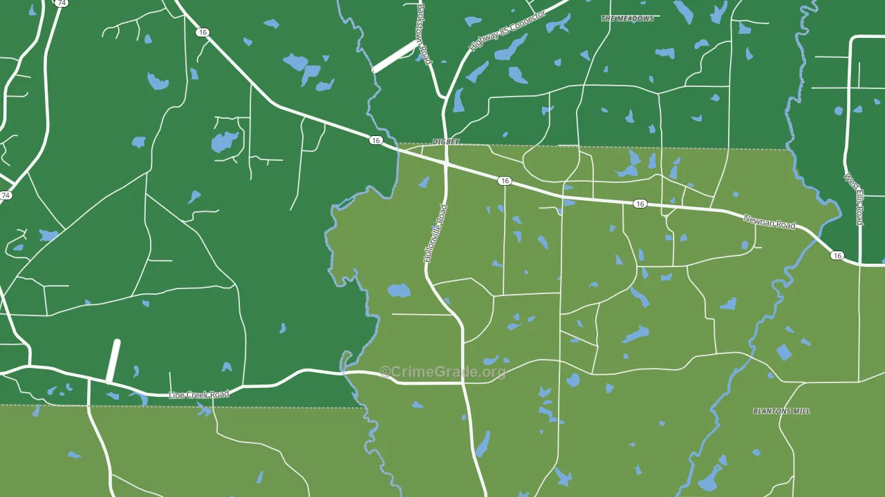 Digbey, GA Map of Murder Rates