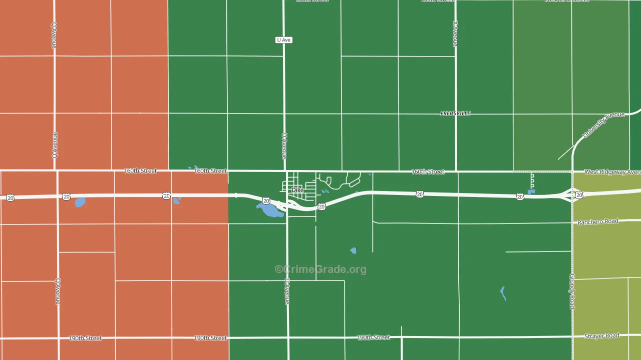 Dike, IA Map of Murder Rates