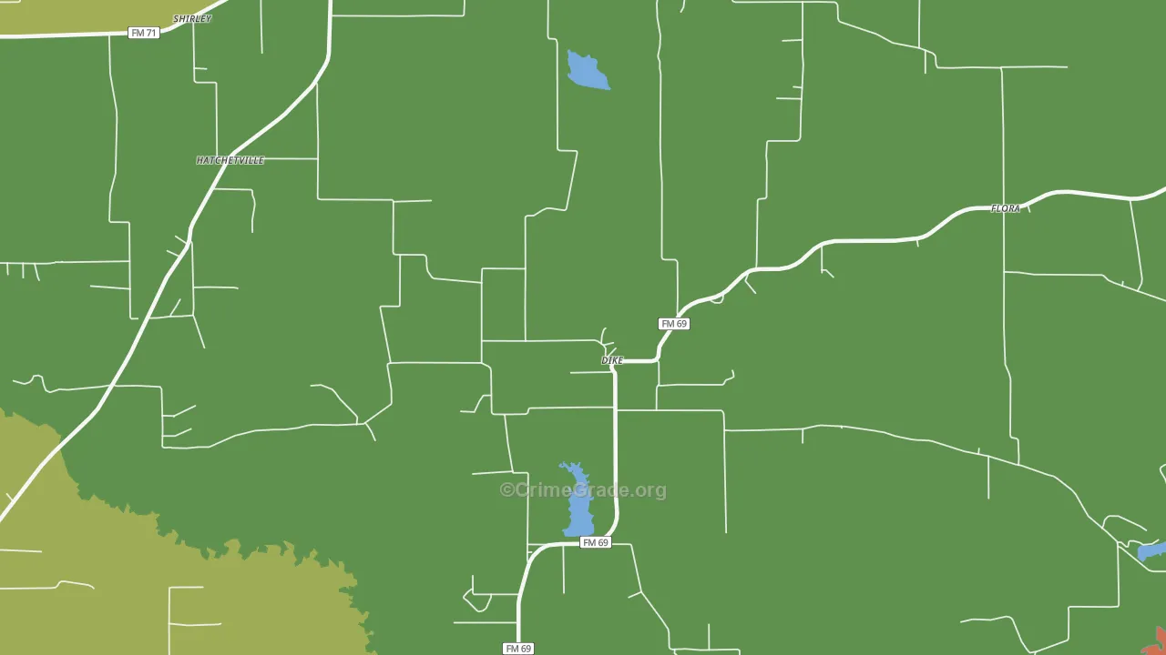Dike, TX Map of Murder Rates