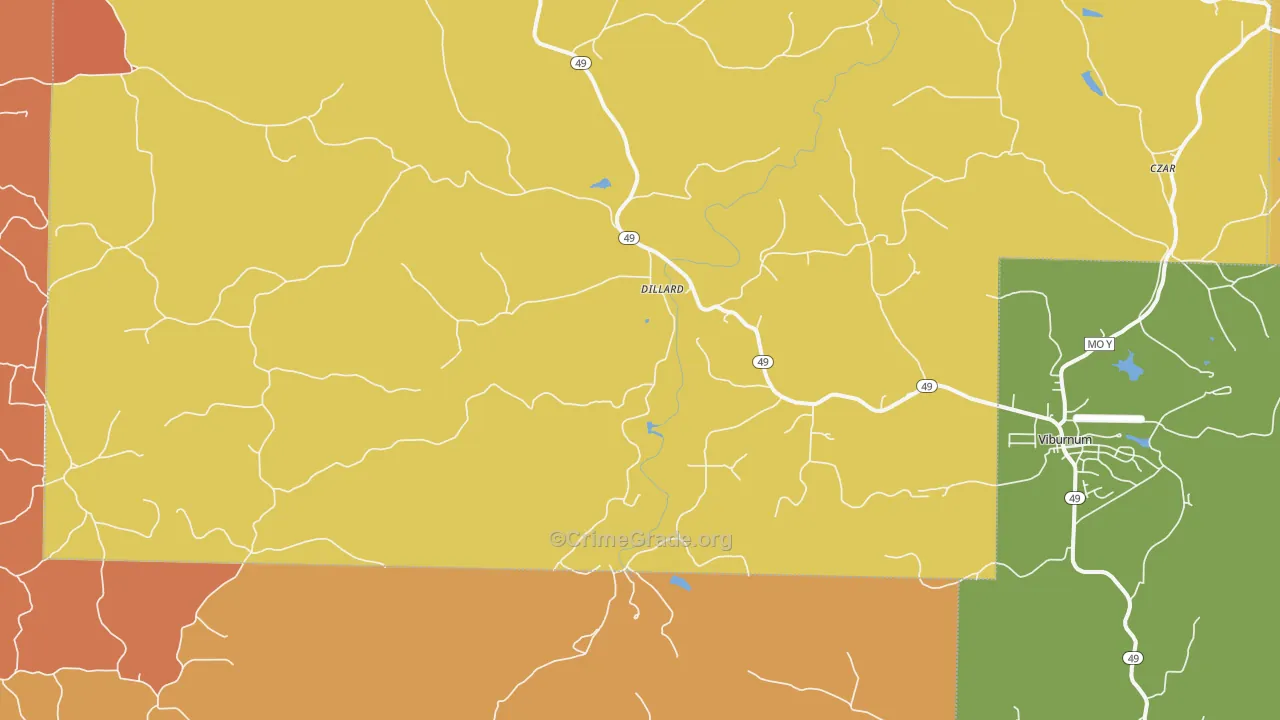 Dillard, MO Map of Murder Rates