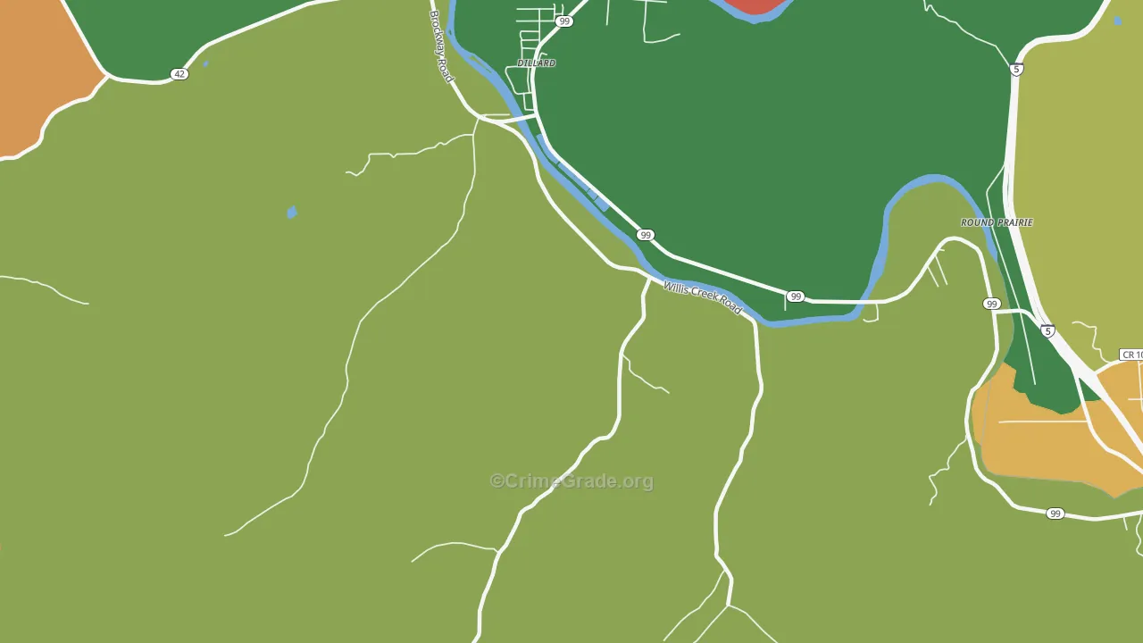 Dillard, OR Map of Murder Rates
