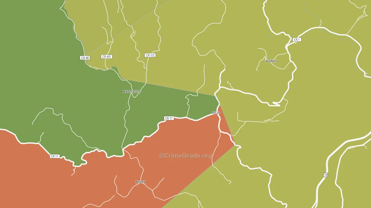Dille, WV Map of Murder Rates