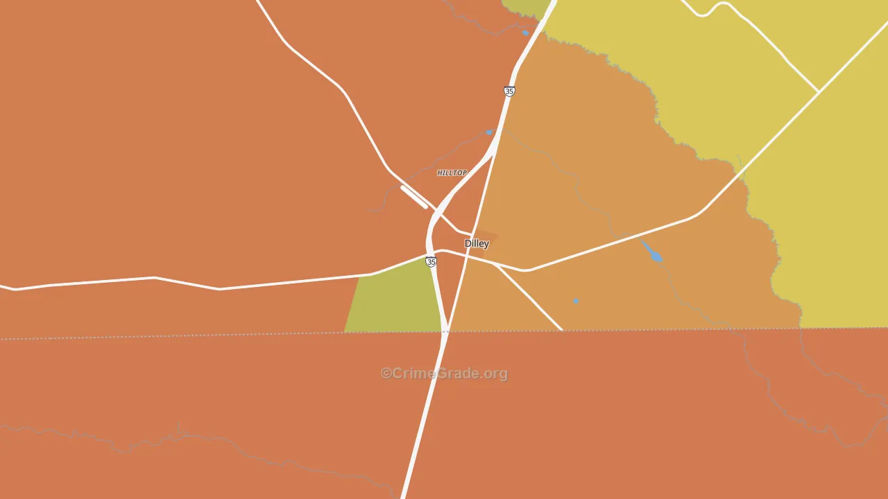 Dilley, TX Map of Murder Rates