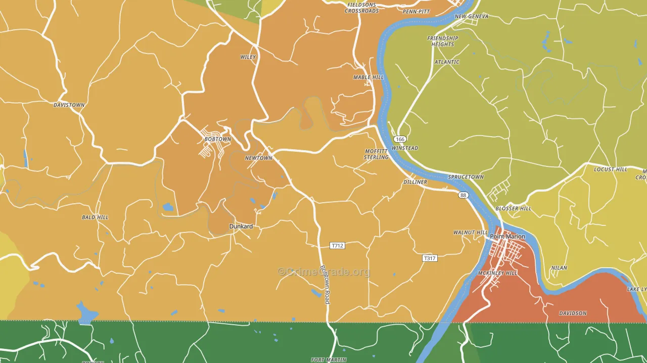 Dilliner, PA Map of Murder Rates