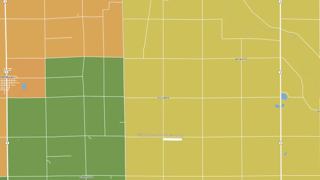 Dillman, IN Map of Murder Rates