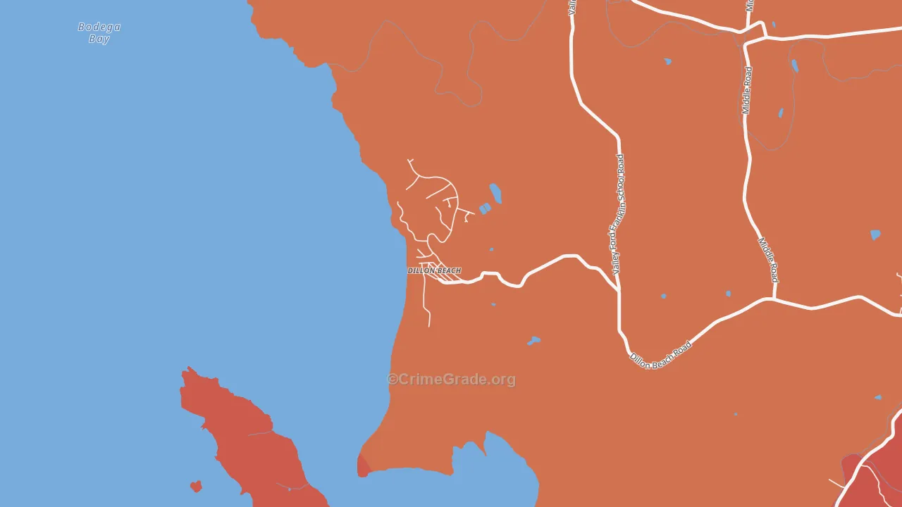 Dillon Beach, CA Map of Murder Rates