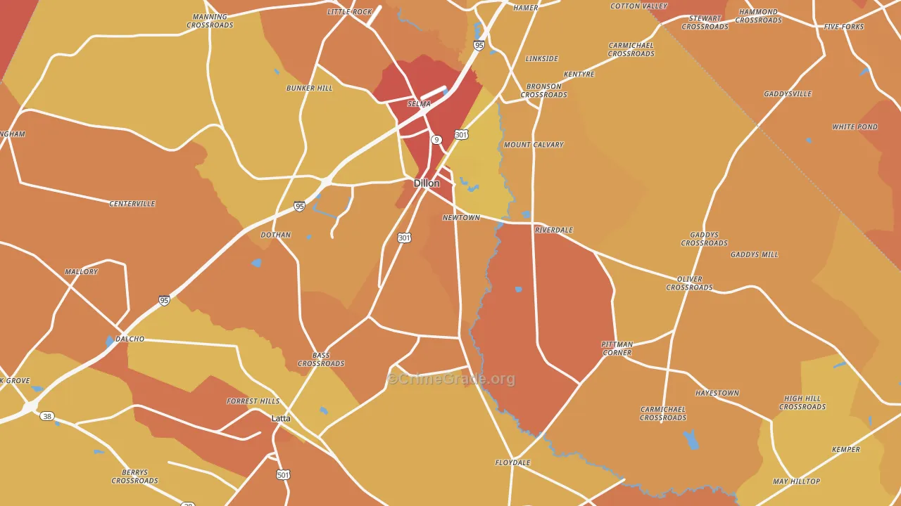 Dillon County, SC Map of Murder Rates