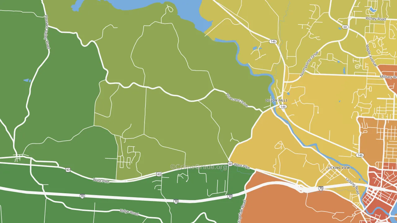 Dillon Falls, OH Map of Murder Rates