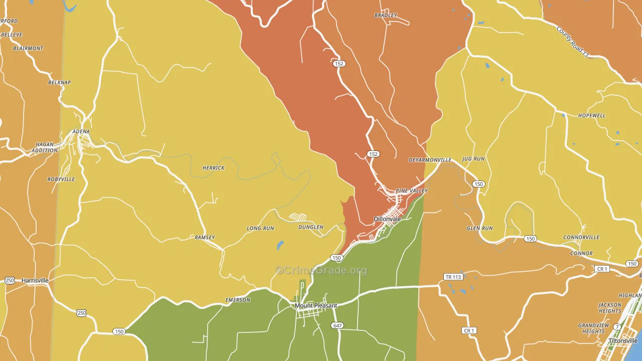 Dillonvale, OH Map of Murder Rates