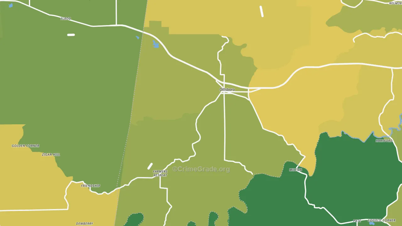 Dillsboro, IN Map of Murder Rates