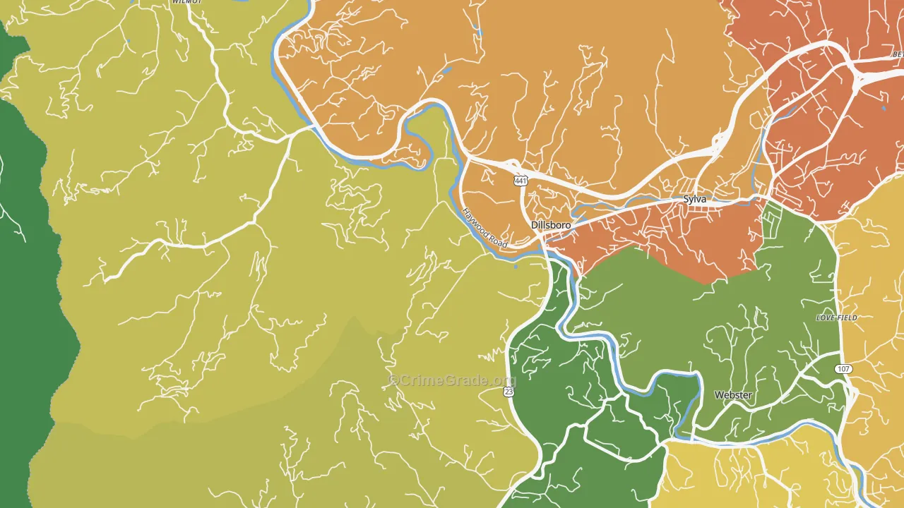 Dillsboro, NC Map of Murder Rates