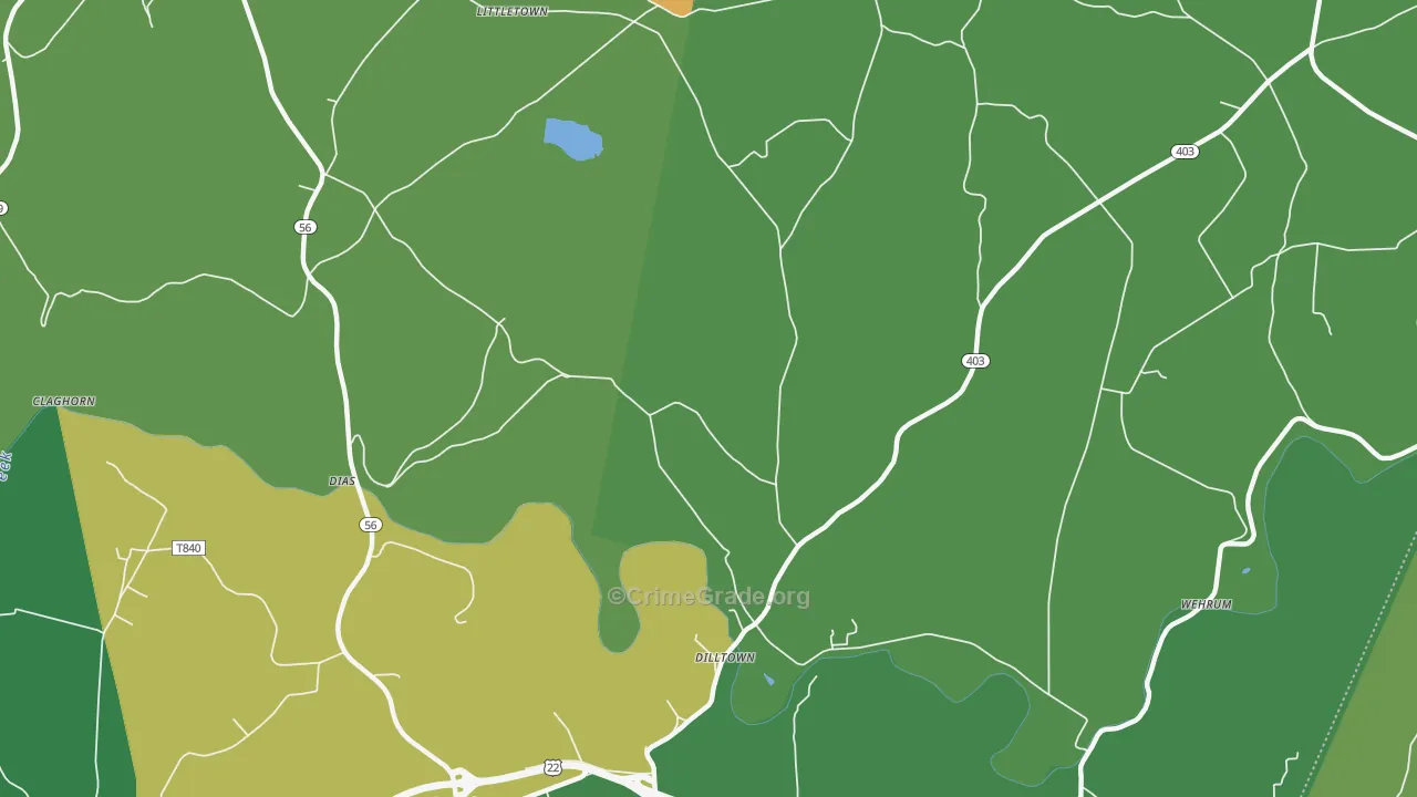 Dilltown, PA Map of Murder Rates