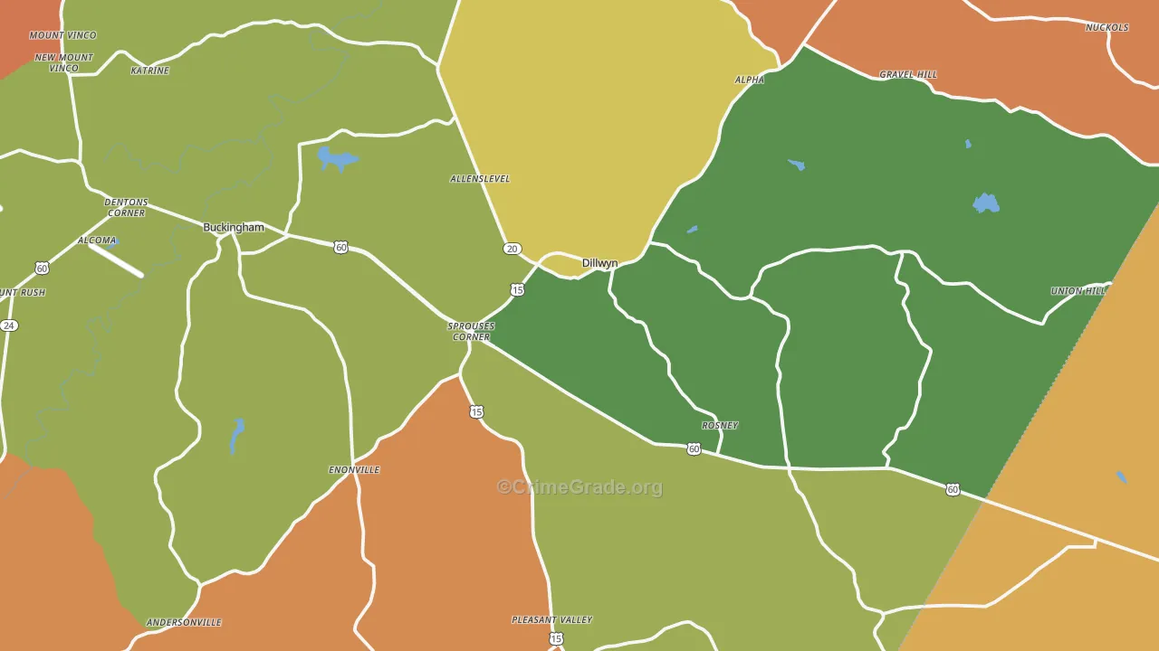Dillwyn, VA Map of Murder Rates