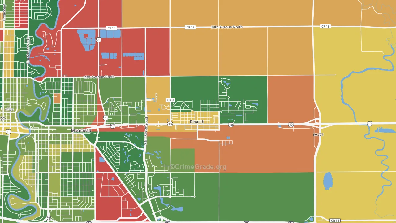 Dilworth, MN Map of Murder Rates